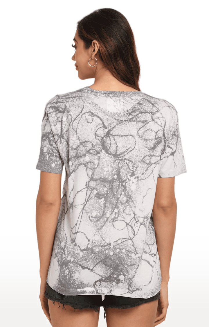 Women Grey Cotton Relaxed Fit Oversized T-shirt