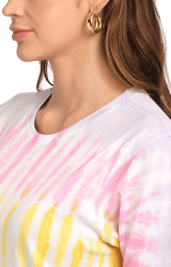 Women Multicoloured Cotton Relaxed Fit Oversized T-shirt