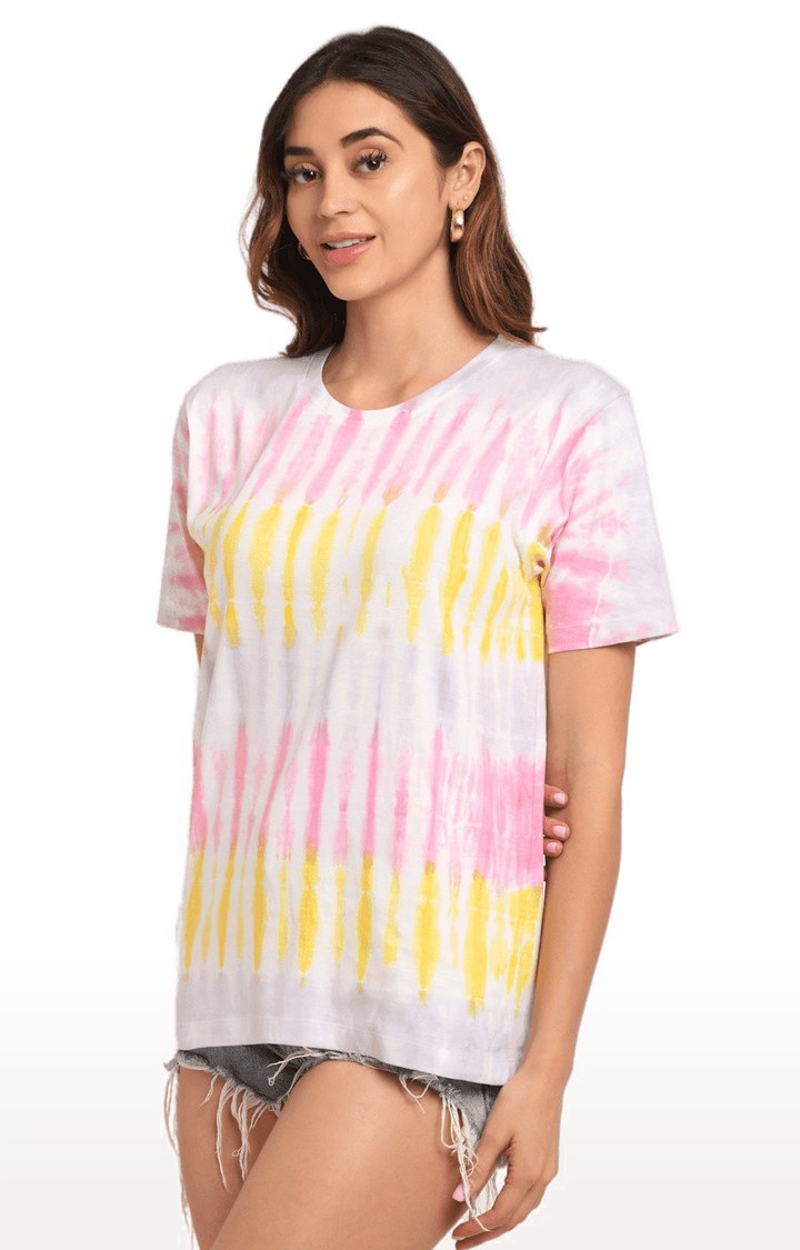 Women Multicoloured Cotton Relaxed Fit Oversized T-shirt