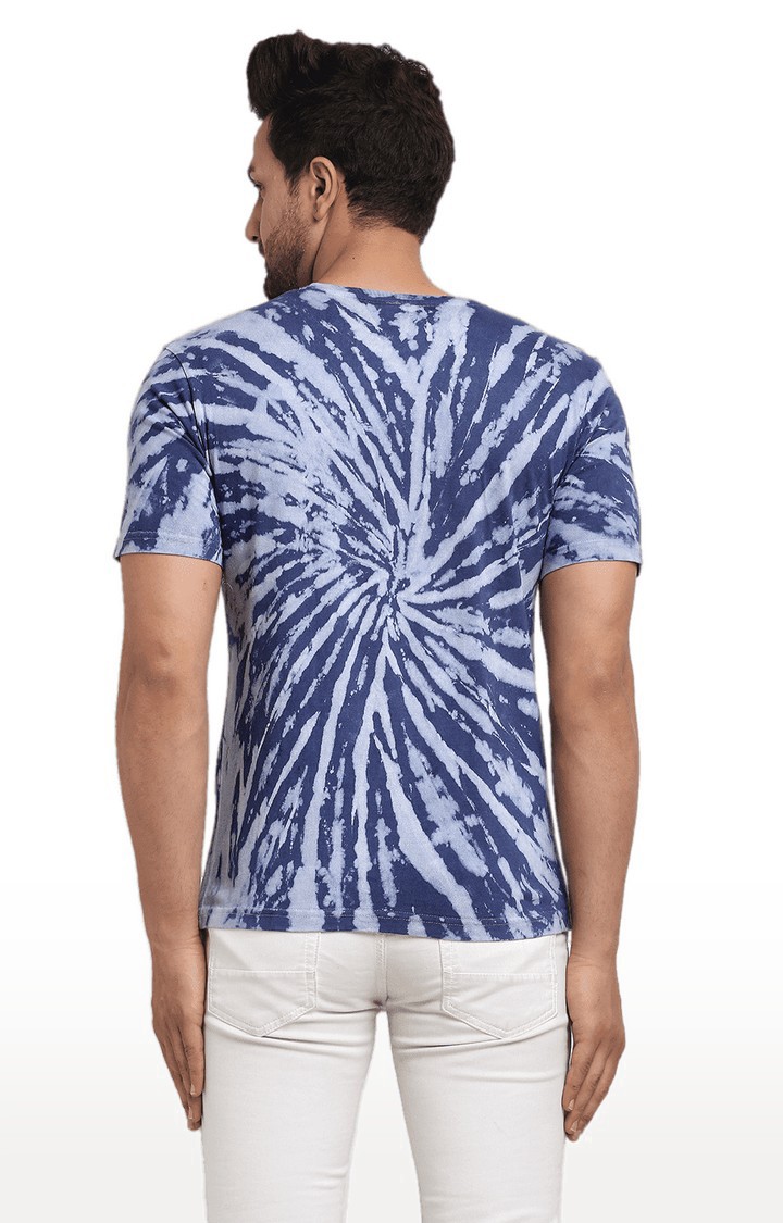 Men Blue Cotton Relaxed Fit  Regular T-shirt