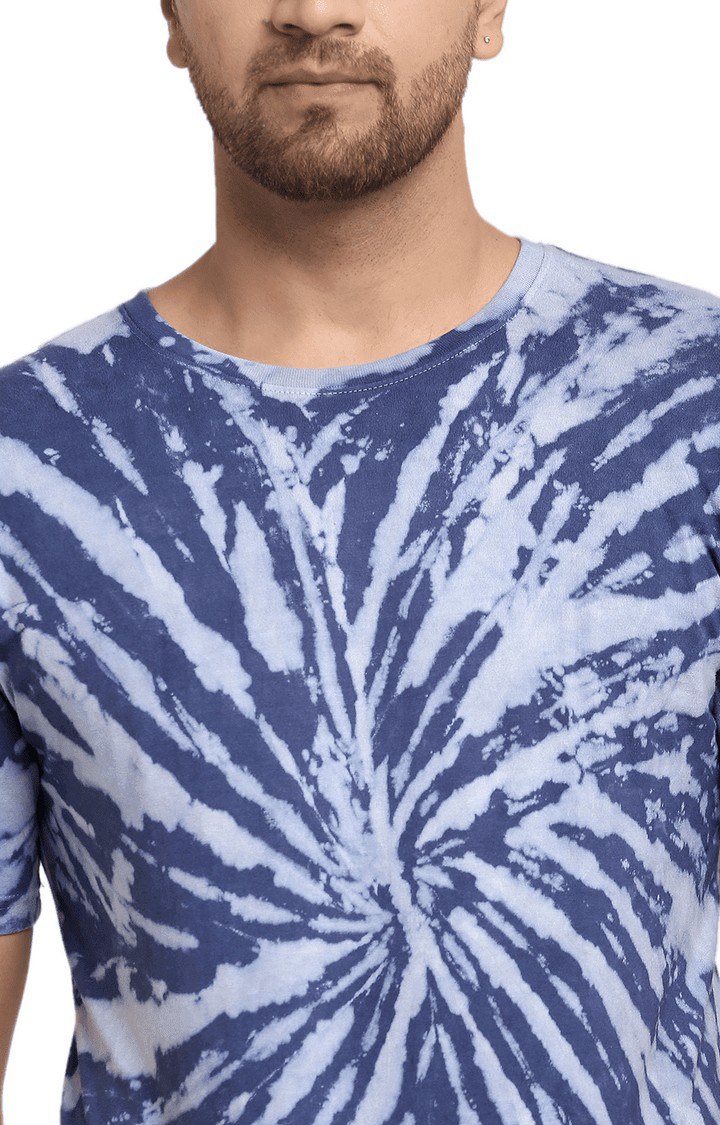 Men Blue Cotton Relaxed Fit  Regular T-shirt