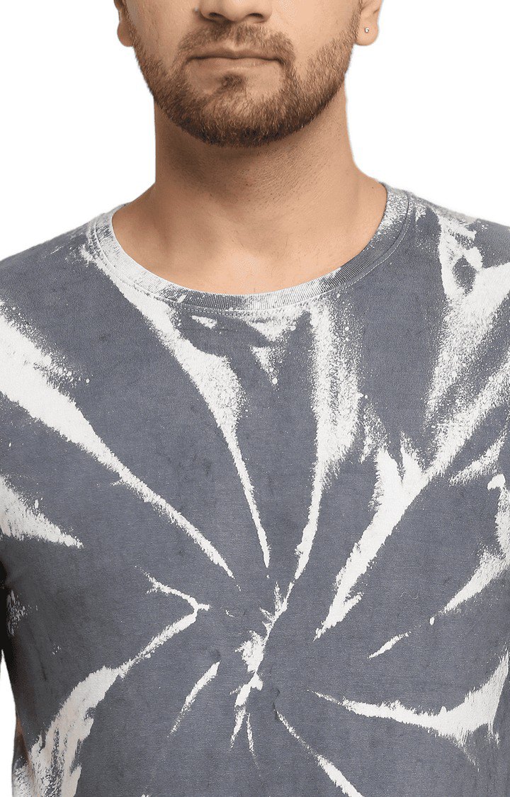 Men Grey Cotton Relaxed Fit  Regular T-shirt