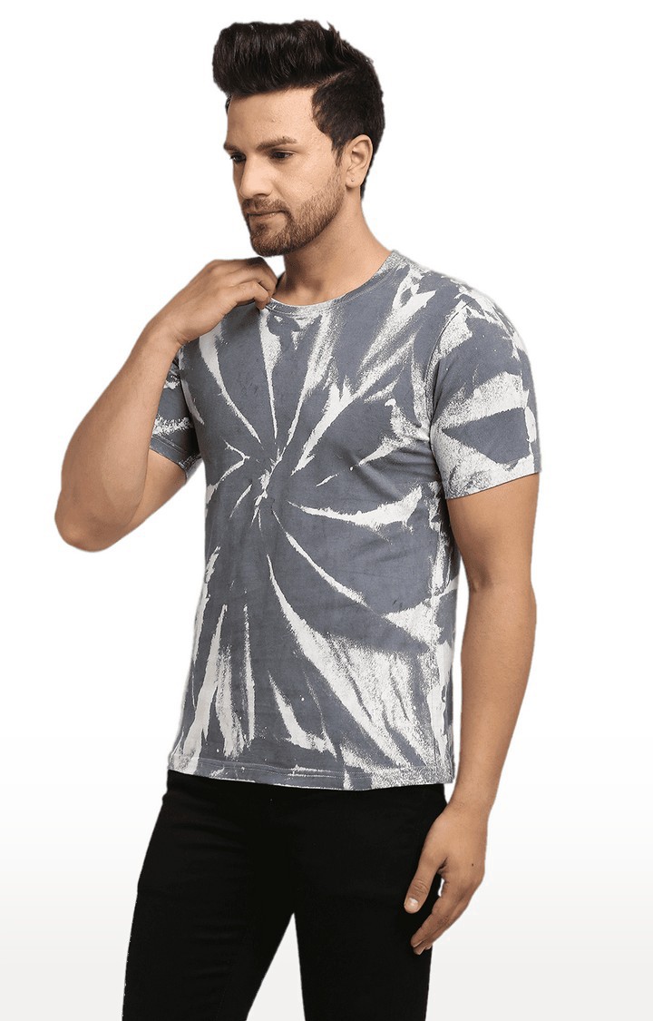 Men Grey Cotton Relaxed Fit  Regular T-shirt