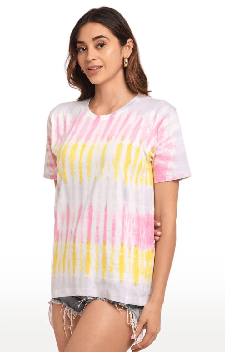 Women Multicoloured Cotton Relaxed Fit Oversized T-shirt