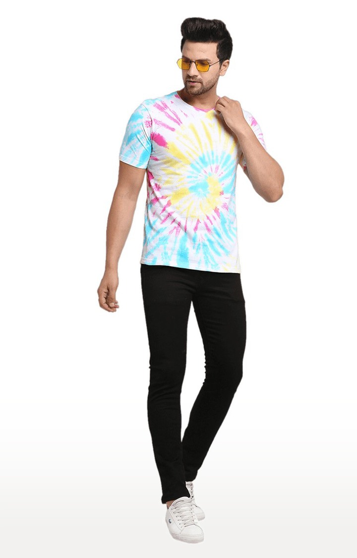 Men Multicoloured Cotton Relaxed Fit  Regular T-shirt