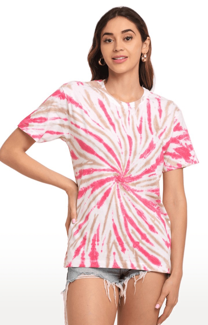 Ennoble | Women Multicoloured Cotton Relaxed Fit Oversized T-shirt