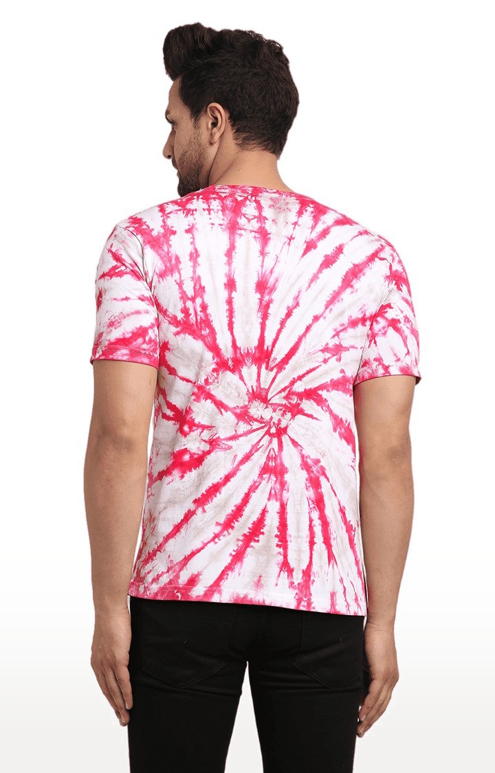 Men Pink Cotton Relaxed Fit  Regular T-shirt