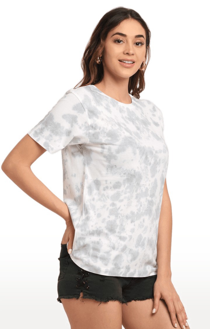 Women Grey Cotton Relaxed Fit Oversized T-shirt