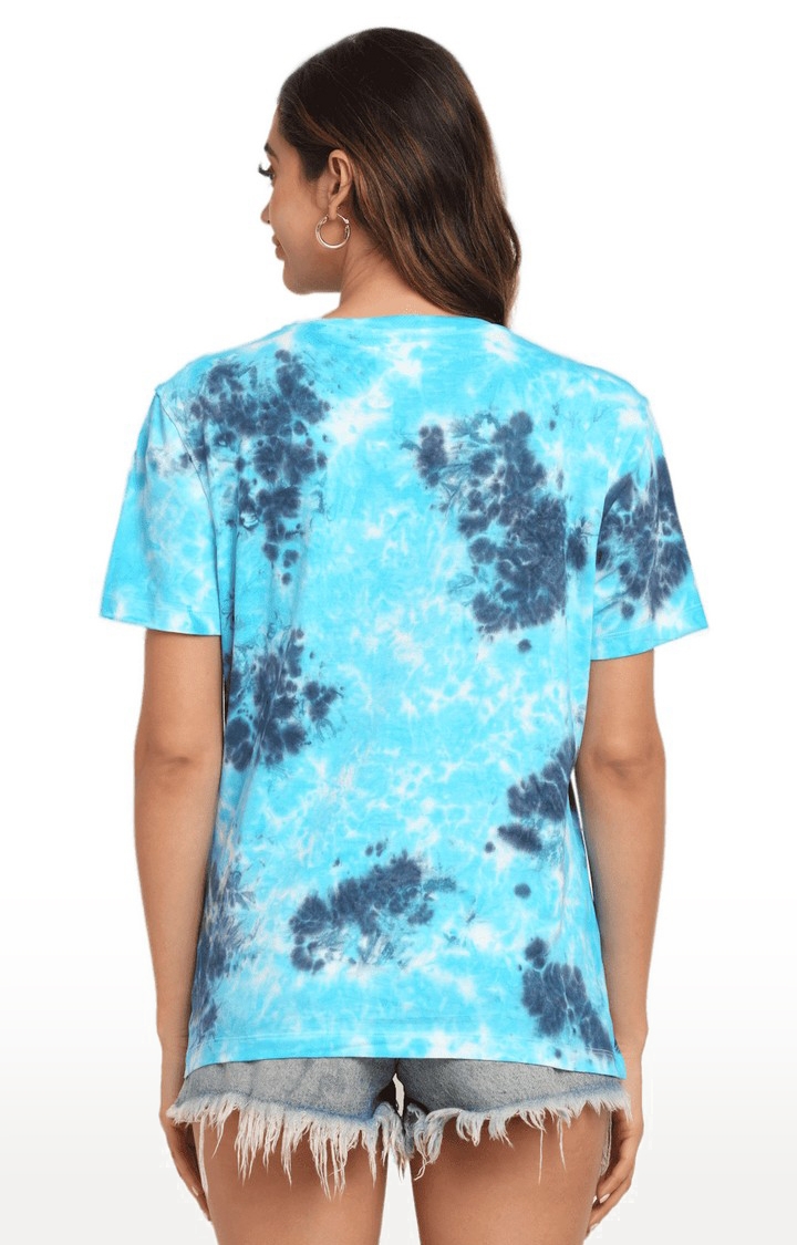 Ennoble | Women Blue Cotton Relaxed Fit Oversized T-shirt 3