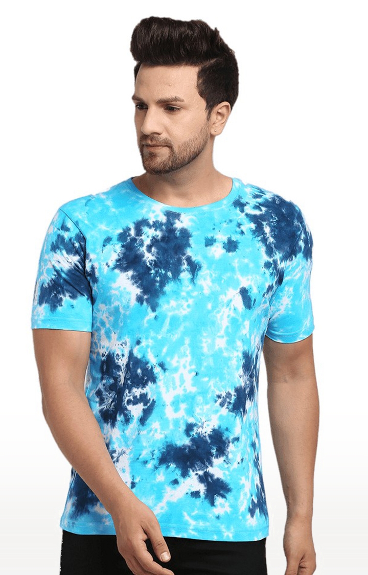 Ennoble | Men Blue Cotton Relaxed Fit  Regular T-shirt