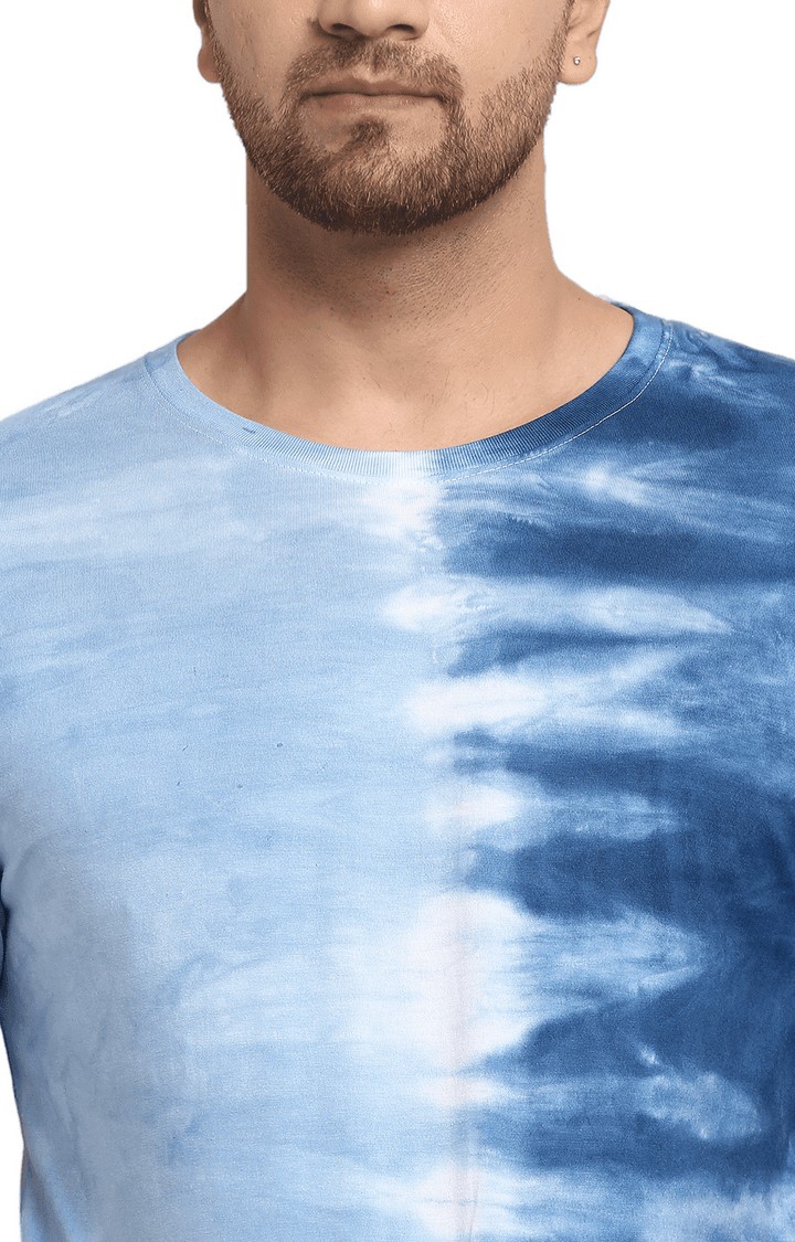 Ennoble | Men Blue Cotton Relaxed Fit  Regular T-shirt 4