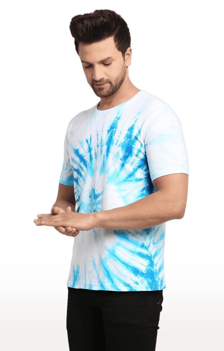 Ennoble | Men Blue and White Cotton Relaxed Fit  Regular T-shirt 2