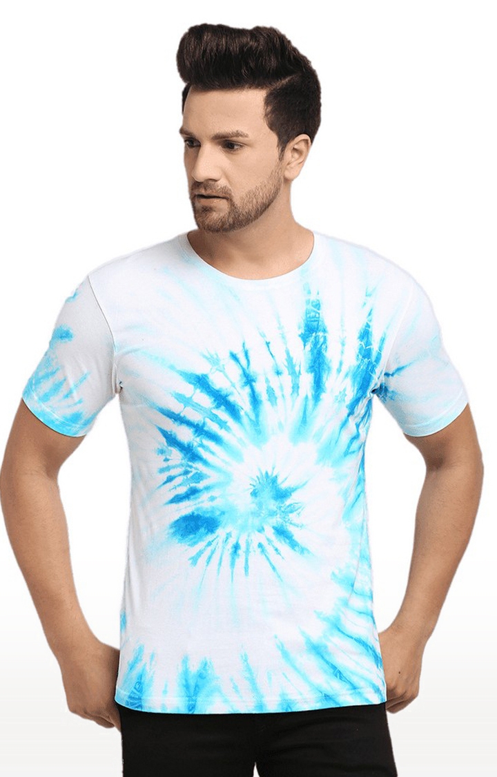 Ennoble | Men Blue and White Cotton Relaxed Fit  Regular T-shirt 0