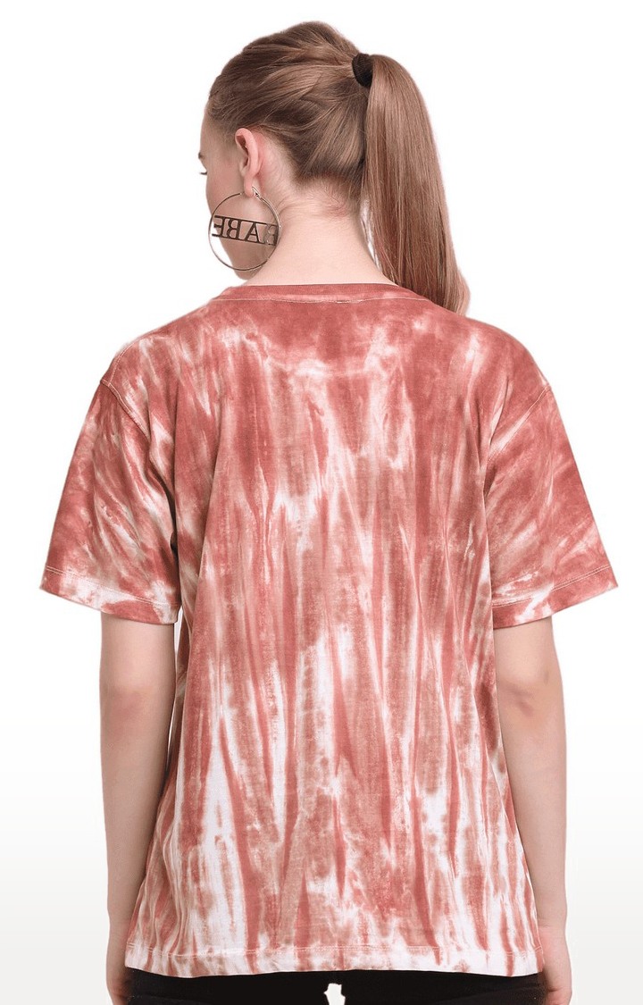 Women Brown Cotton Relaxed Fit Oversized T-shirt