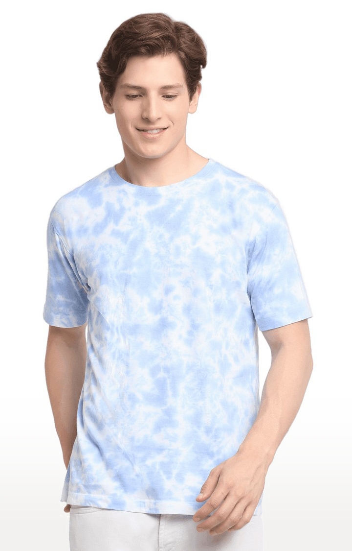 Ennoble | Men Blue Cotton Relaxed Fit  Regular T-shirt