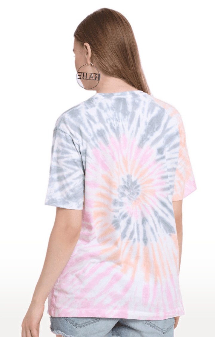 Women Multicoloured Cotton Relaxed Fit Oversized T-shirt