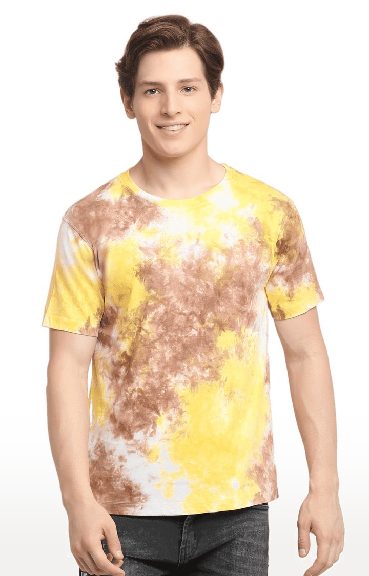 Men Multicoloured Cotton Relaxed Fit  Regular T-shirt