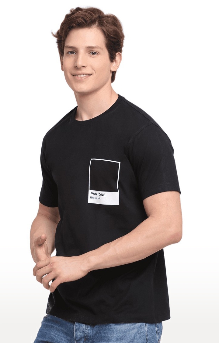Ennoble | Men Black Cotton Relaxed Fit  Regular T-shirt 2