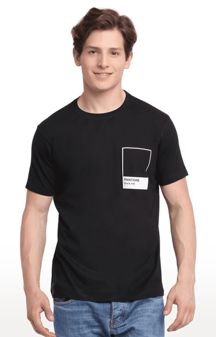 Ennoble | Men Black Cotton Relaxed Fit  Regular T-shirt 0