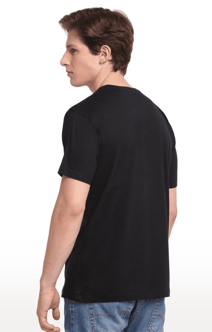Ennoble | Men Black Cotton Relaxed Fit  Regular T-shirt 3