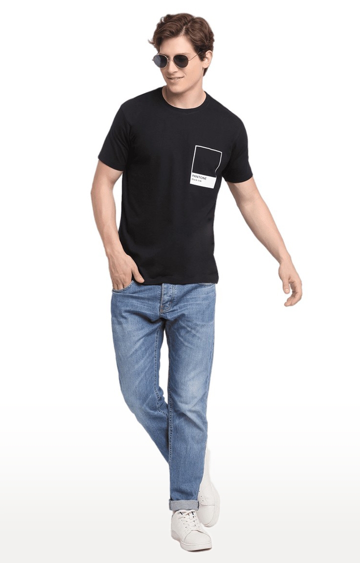 Ennoble | Men Black Cotton Relaxed Fit  Regular T-shirt 1