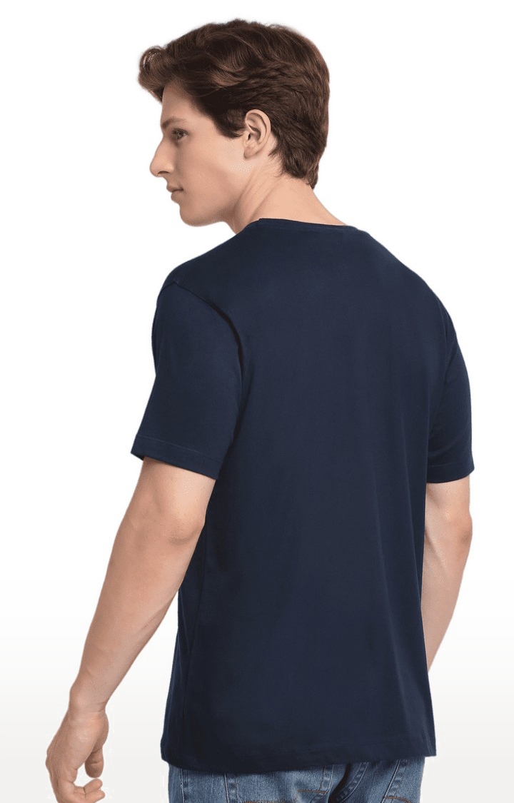 Men Blue Cotton Relaxed Fit Oversized T-shirt