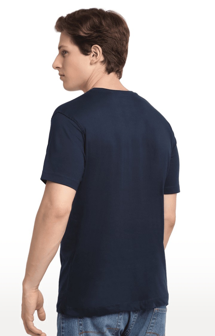 Ennoble | Men Blue Cotton Relaxed Fit Oversized T-shirt 3