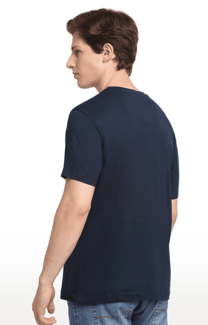 Ennoble | Men Blue Cotton Relaxed Fit  Regular T-shirt 3