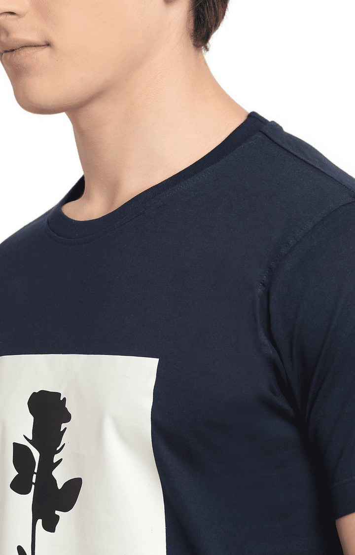 Ennoble | Men Blue Cotton Relaxed Fit  Regular T-shirt 4