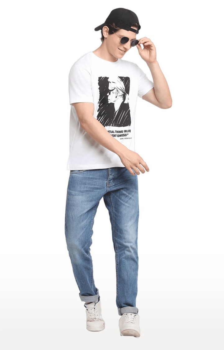 Ennoble | Men White Cotton Relaxed Fit  Regular T-shirt 1