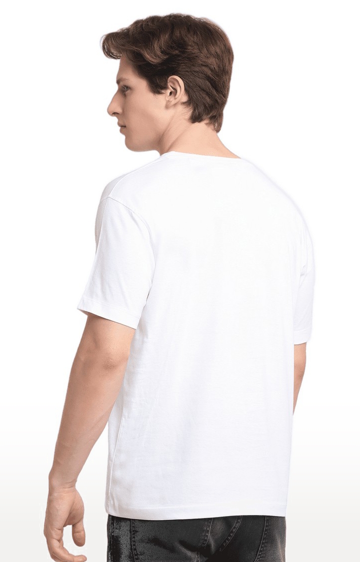 Ennoble | Men White Cotton Relaxed Fit  Regular T-shirt 3