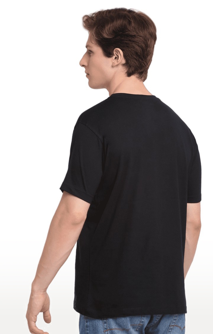 Men Black Cotton Relaxed Fit Oversized T-shirt