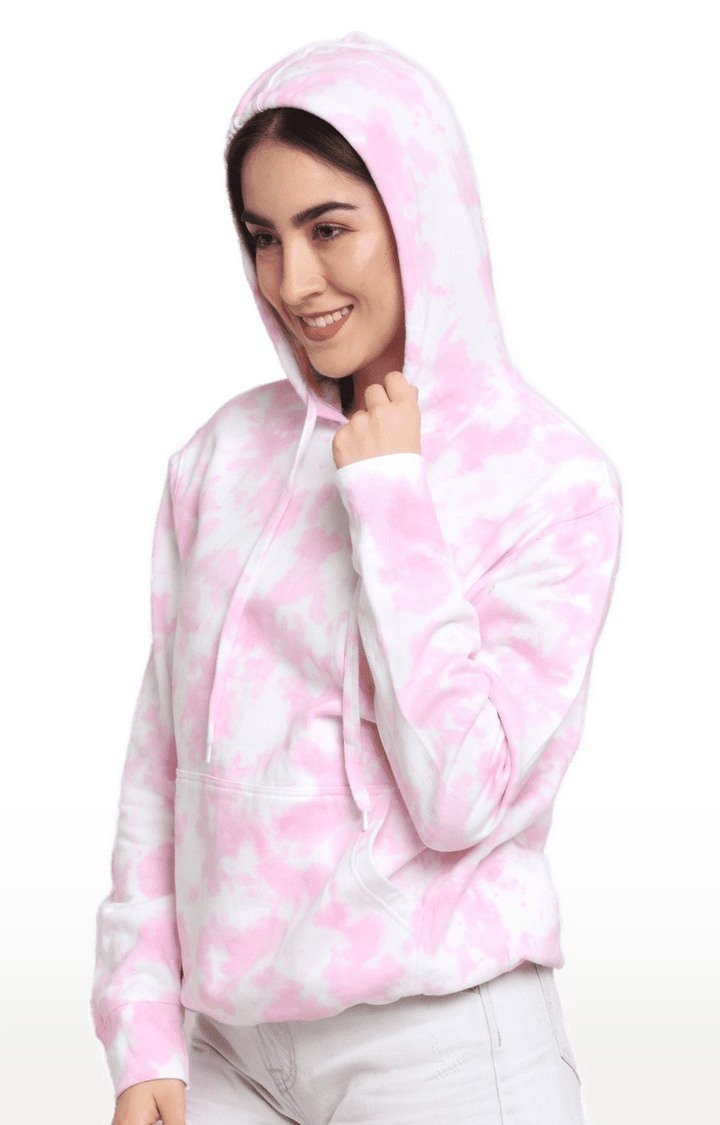 Women Pink Cotton Relaxed Fit Sweatshirt