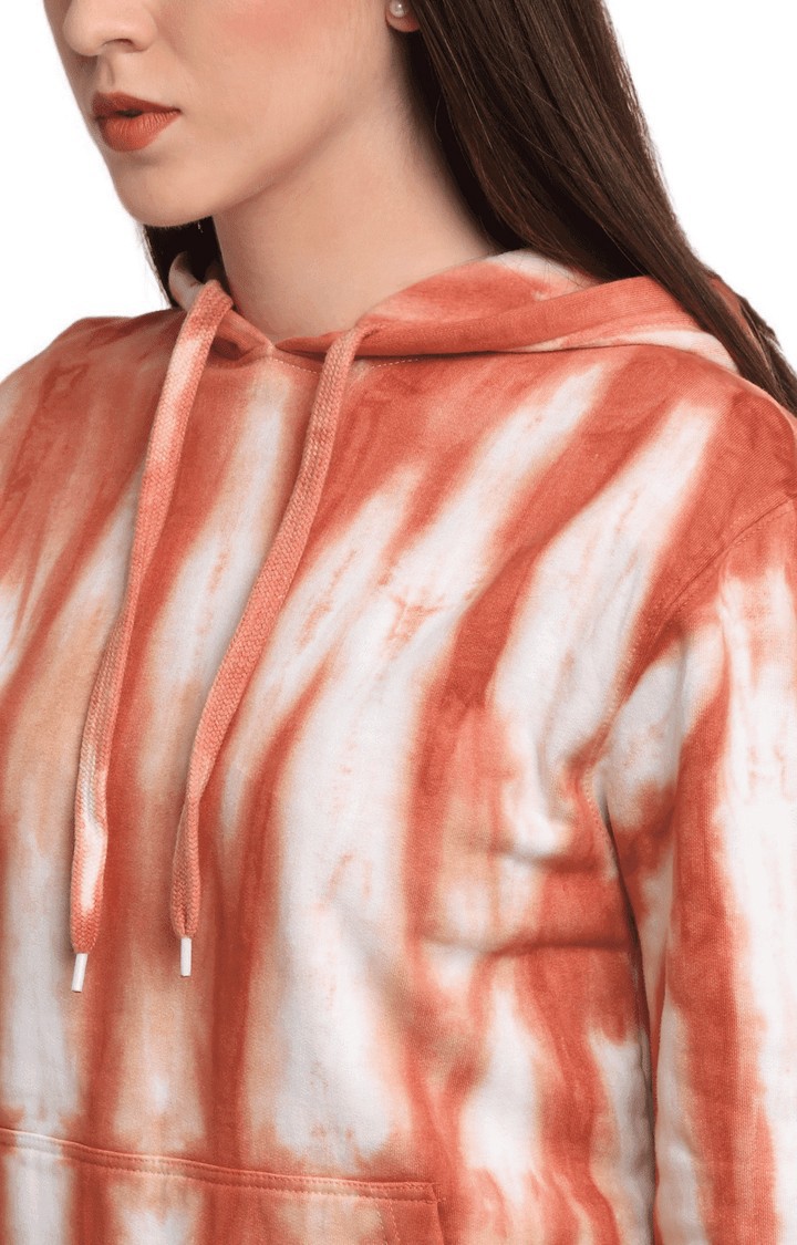 Women Orange Cotton Relaxed Fit Sweatshirt
