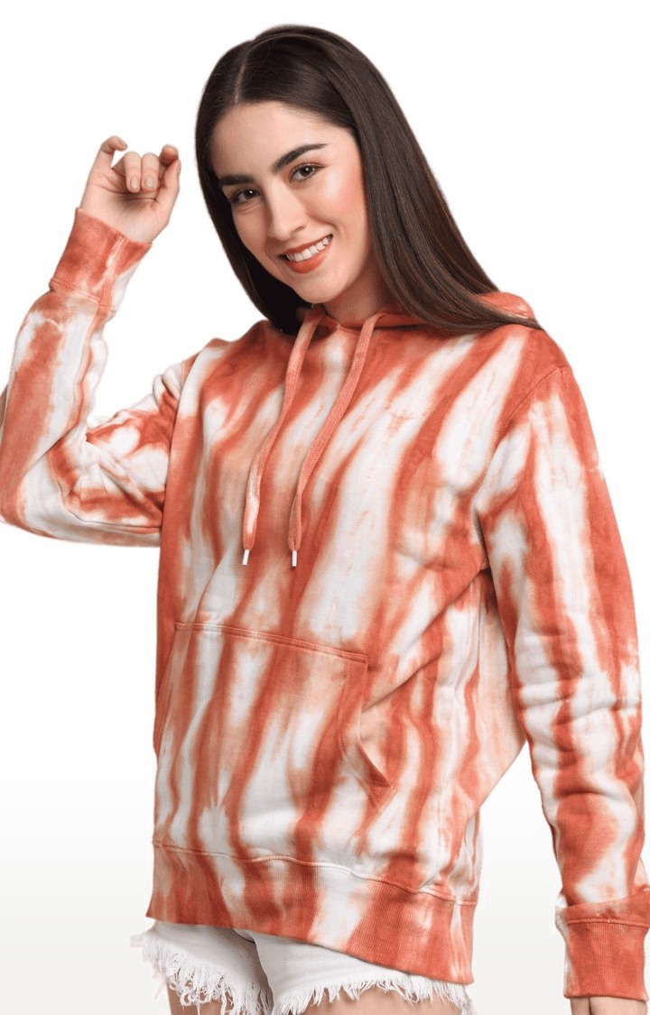 Women Orange Cotton Relaxed Fit Sweatshirt
