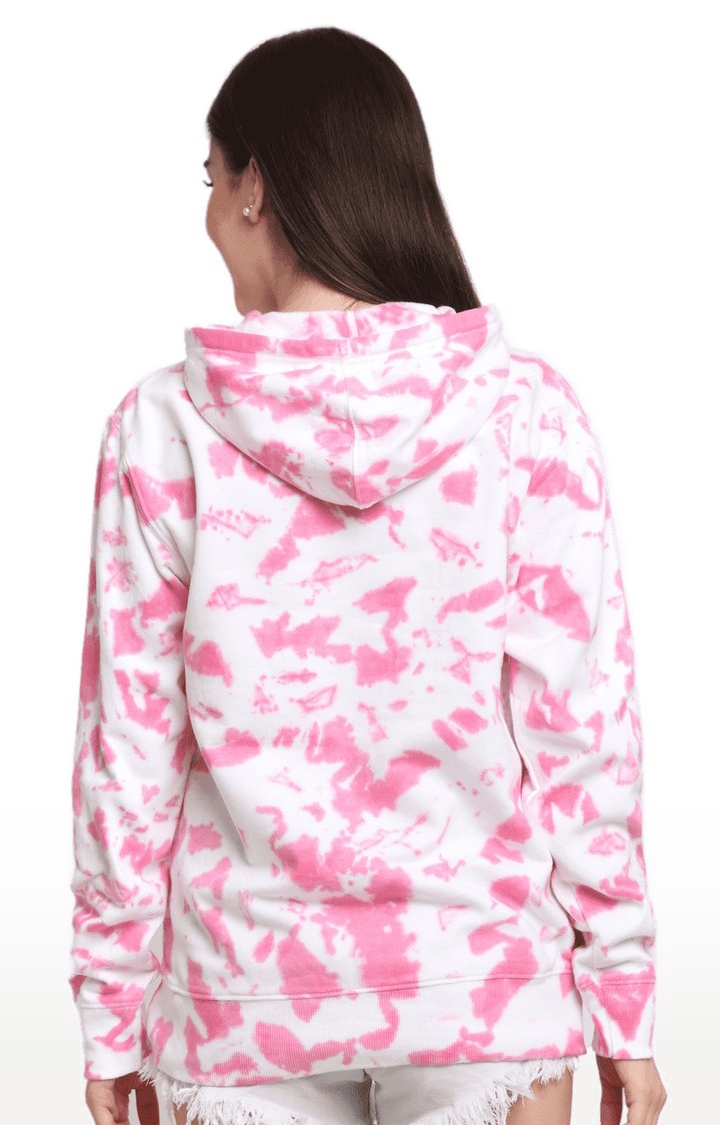 Ennoble | Women Pink and White Cotton Relaxed Fit Sweatshirt 4