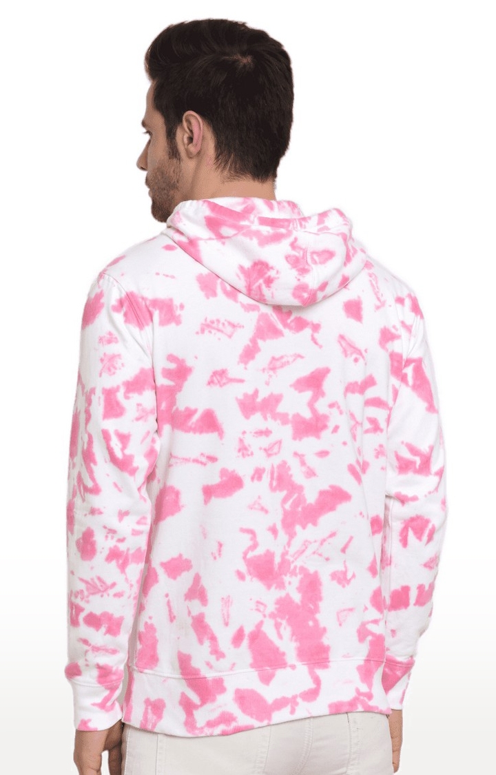 Men Pink and White Cotton Relaxed Fit Sweatshirt - Ennoble