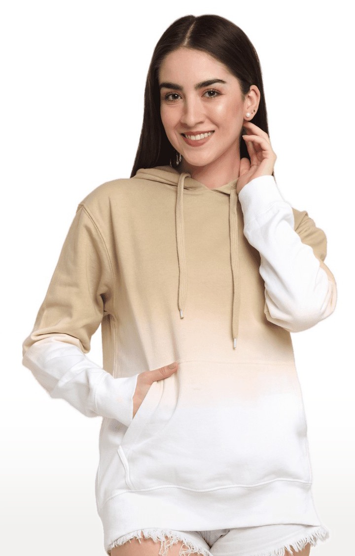 Ennoble | Women Brown and White Cotton Relaxed Fit Sweatshirt