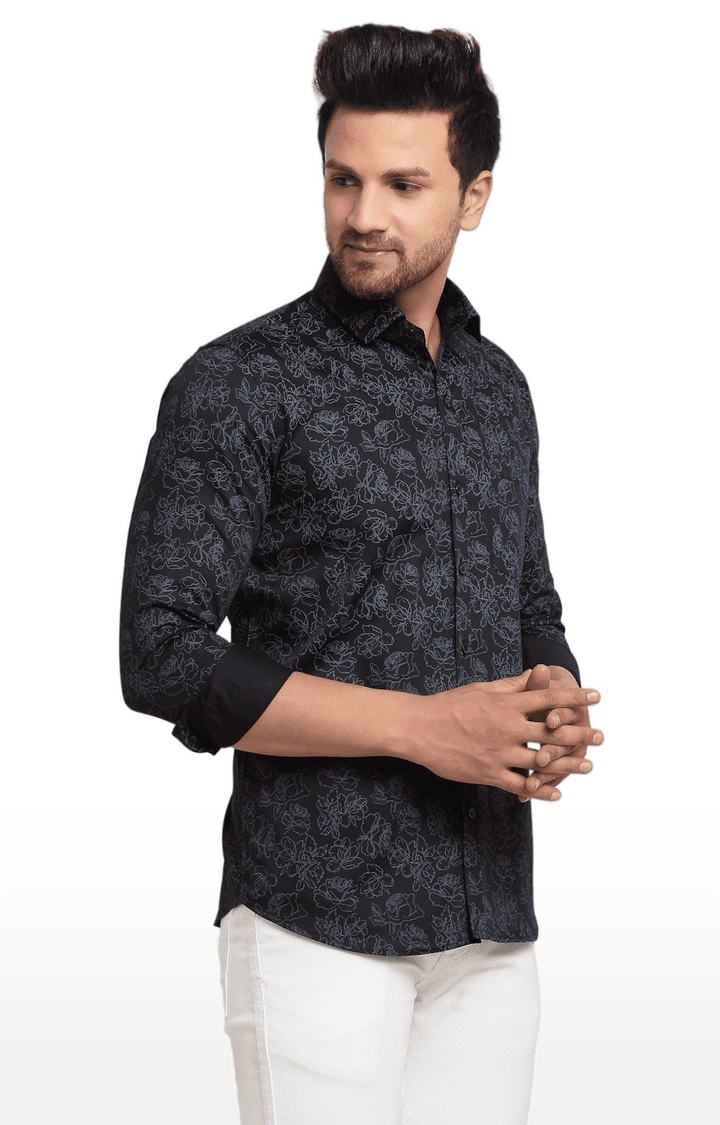 Ennoble | Men Black Cotton Relaxed Fit Casual Shirt 2