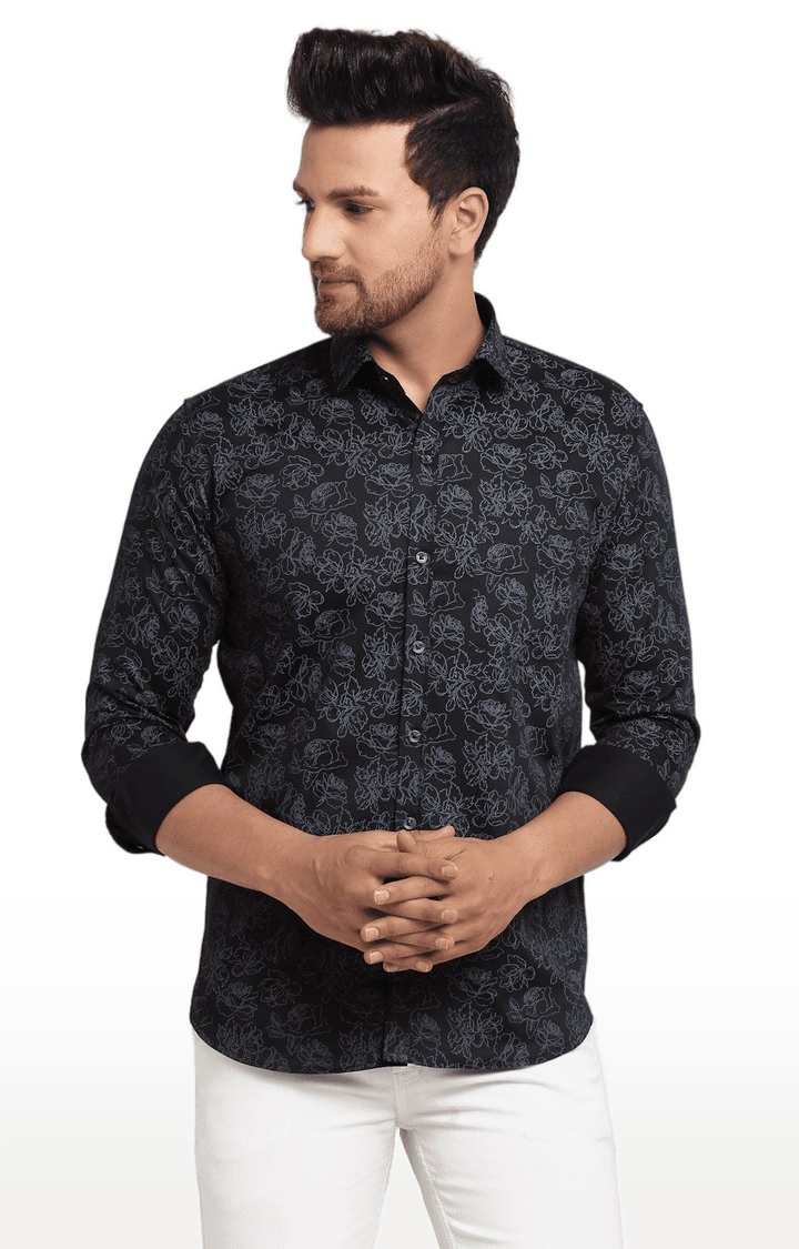 Ennoble | Men Black Cotton Relaxed Fit Casual Shirt 0