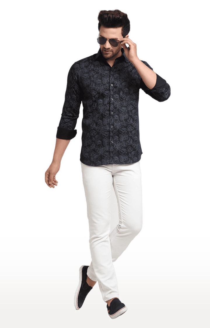 Ennoble | Men Black Cotton Relaxed Fit Casual Shirt 1