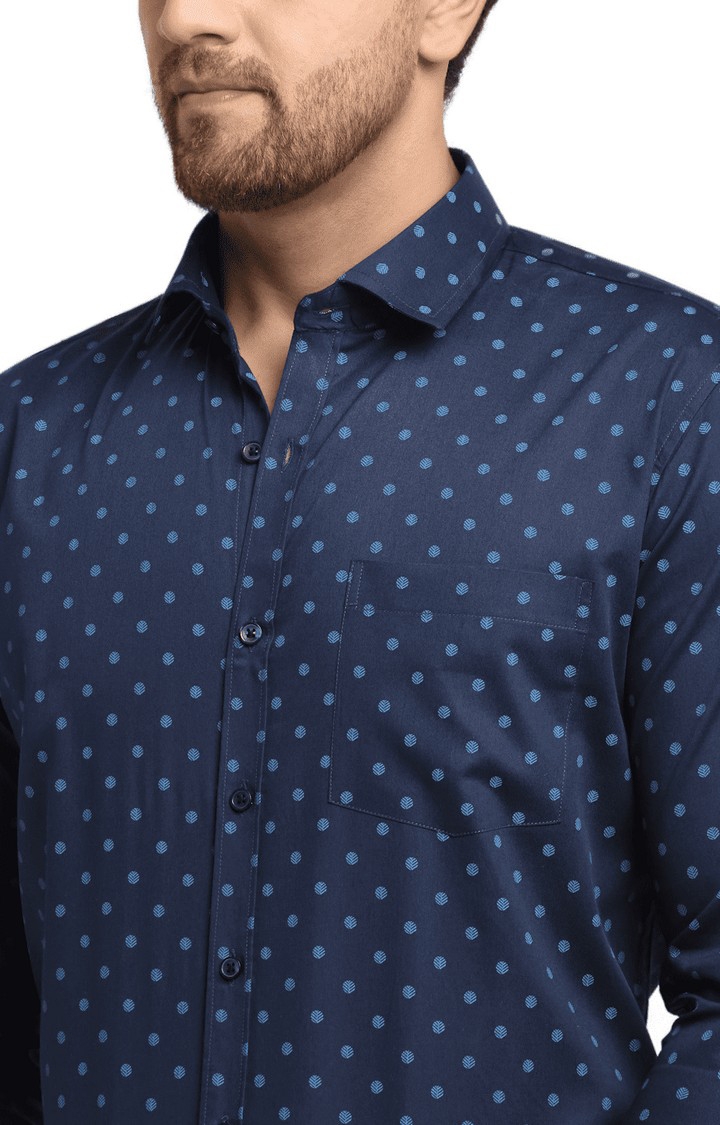 Ennoble | Men Blue Cotton Relaxed Fit Casual Shirt 4