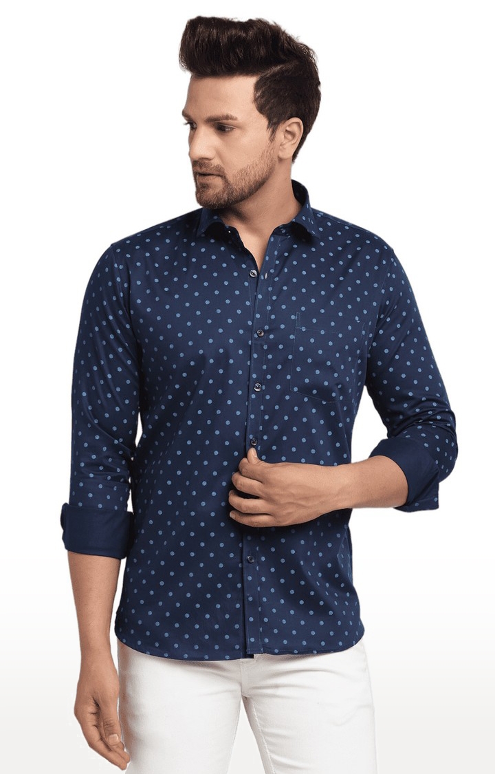 Ennoble | Men Blue Cotton Relaxed Fit Casual Shirt 0