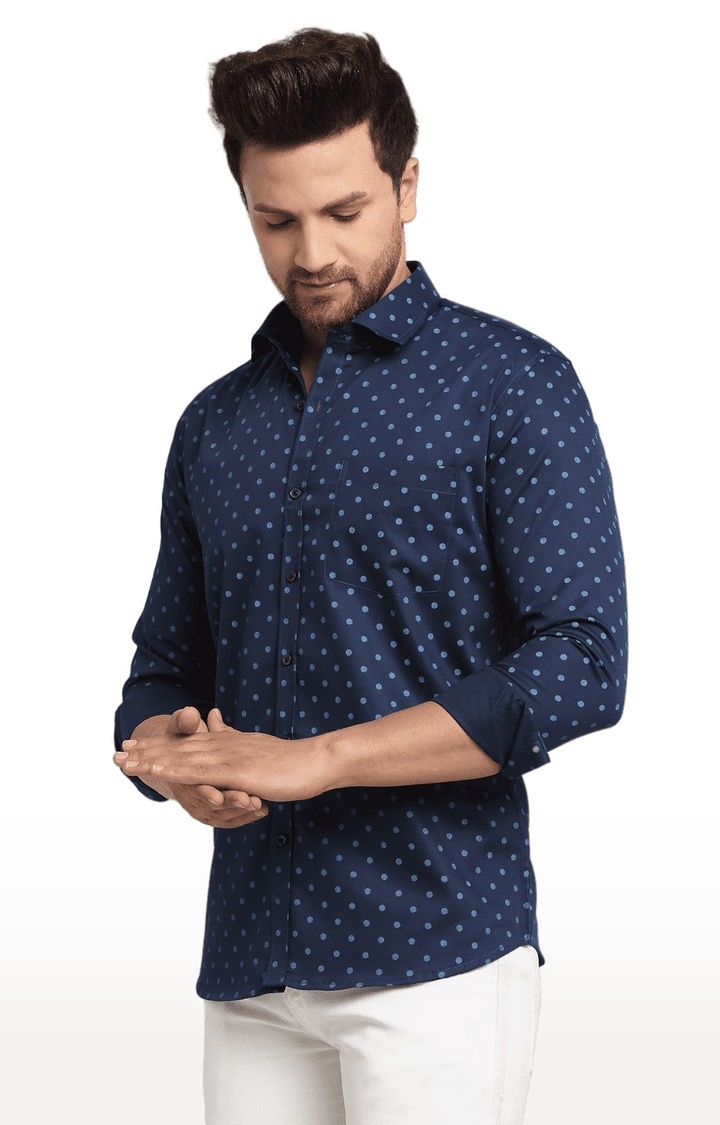 Ennoble | Men Blue Cotton Relaxed Fit Casual Shirt 2