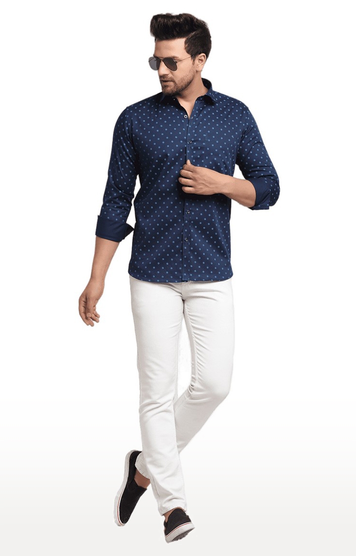 Ennoble | Men Blue Cotton Relaxed Fit Casual Shirt 1