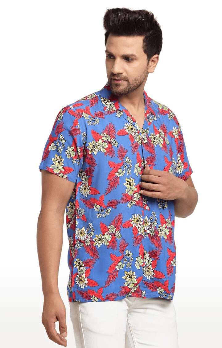 Men Blue Cotton Relaxed Fit Casual Shirt