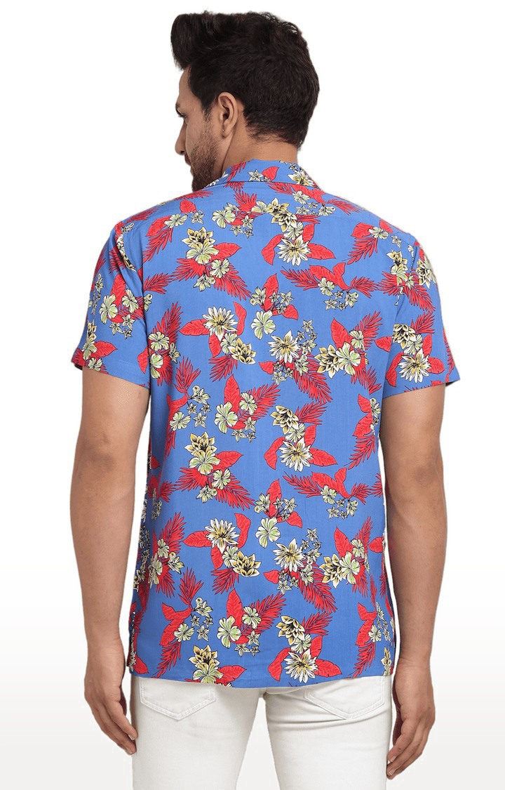 Men Blue Cotton Relaxed Fit Casual Shirt