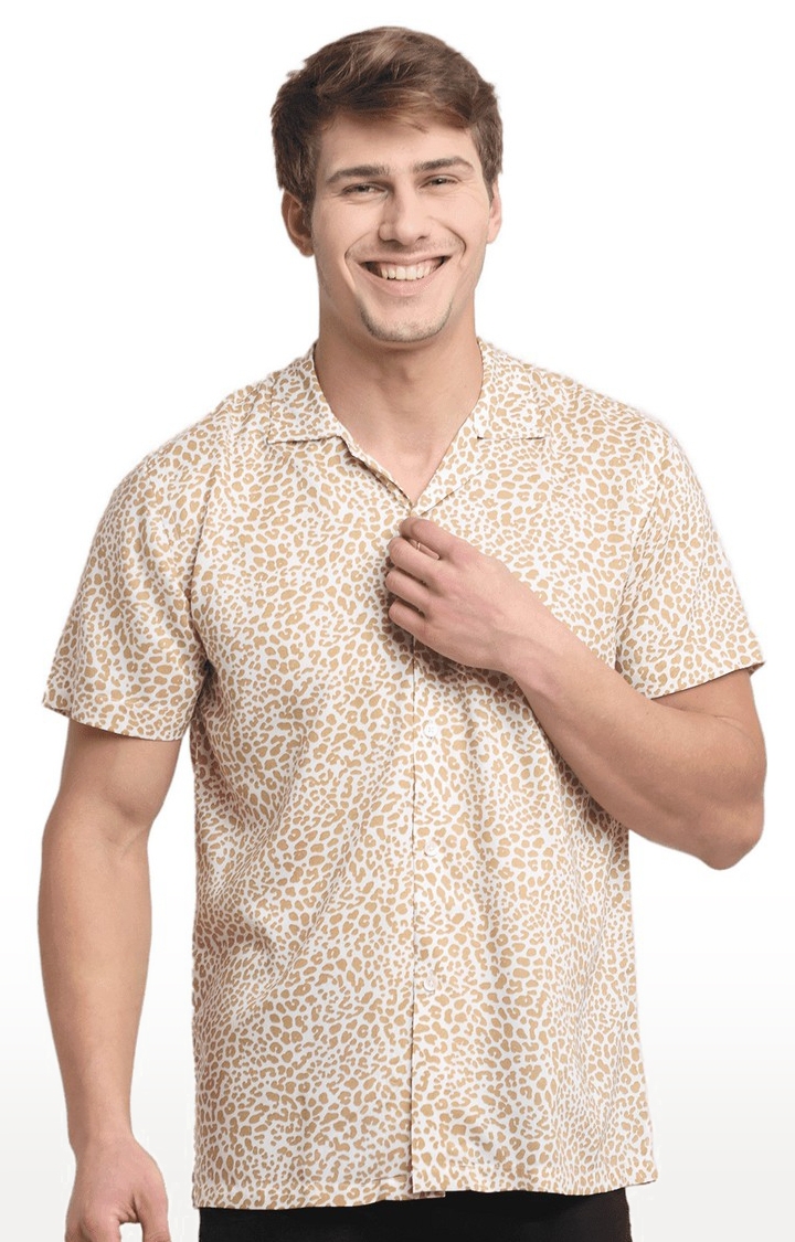 Ennoble | Men Yellow and White Cotton Relaxed Fit Casual Shirt