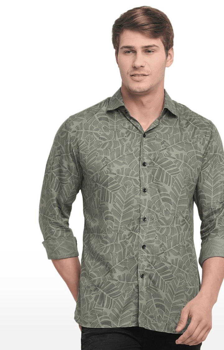 Men Green Cotton Relaxed Fit Casual Shirt