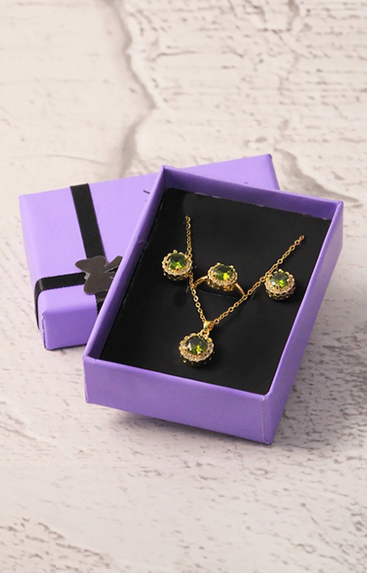 Salty | Women's Gold Anti tarnish Jasper Matching complete Jewellery Set